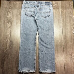 Levis 501 36 32 Original Fit Straight Leg Light Blue Denim Button Fly Jeans Mens